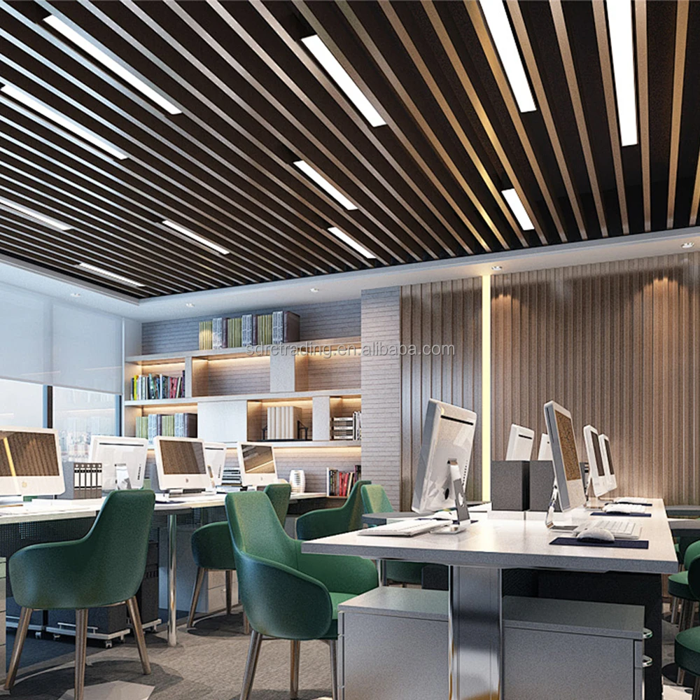 easy-installing indoor 100*25mm wpc wood composite pvc ceiling