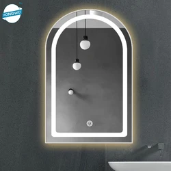 Hot Seller Bathroom Smart Salon Mirror Energy Saving Half Round Hotel Led Light Mirror For Bathroom