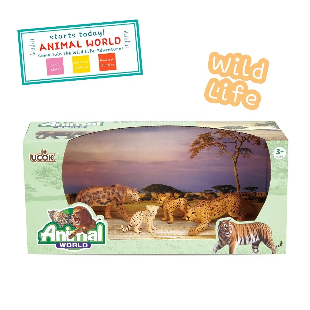 Leopard Family 4-piece Realistic International Wildlife Toy Replica Hand Painted Figurine