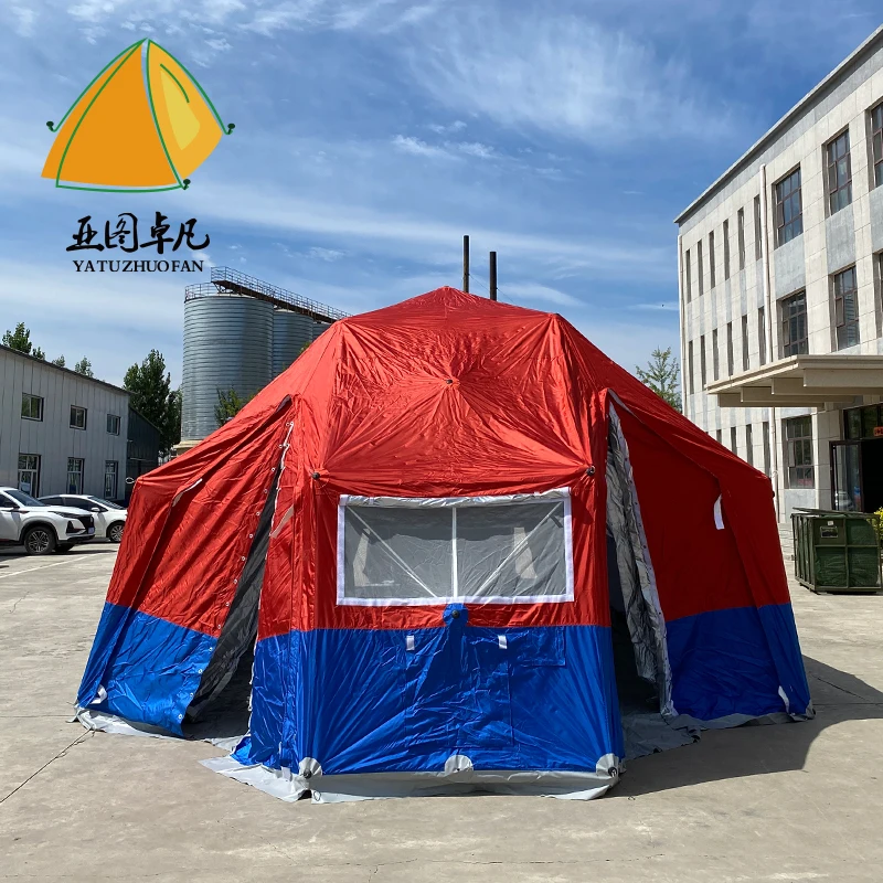 Winter Warm Emergency Refugee Shelter Aluminum Alloy Tube Structure Waterproof Ventilate Camping Disaster Relief Tactical Tent