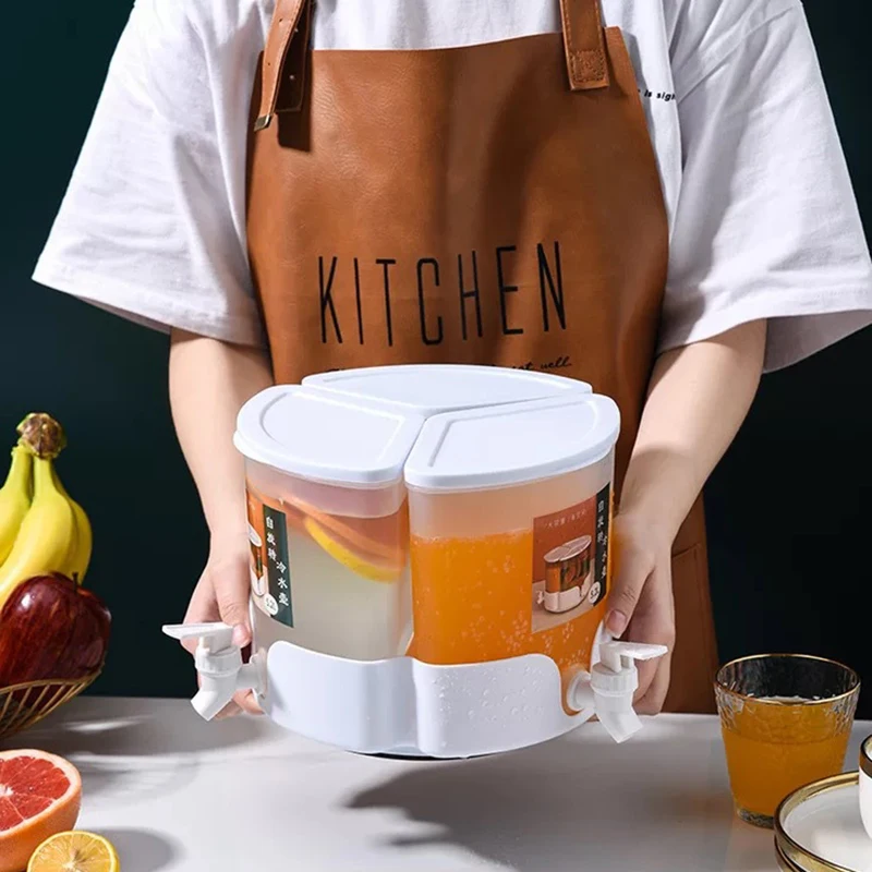 CX414 High Capacity Rotating Drinking Water Dispenser Juice Jug with 3 Taps Lemonade Cold Water Kettle