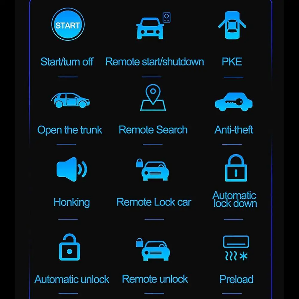 Factory Price Universal Car Alarm Remote Control PKE Car Keyless Entry Engine Start Alarm System Push Button Remote Start Stop