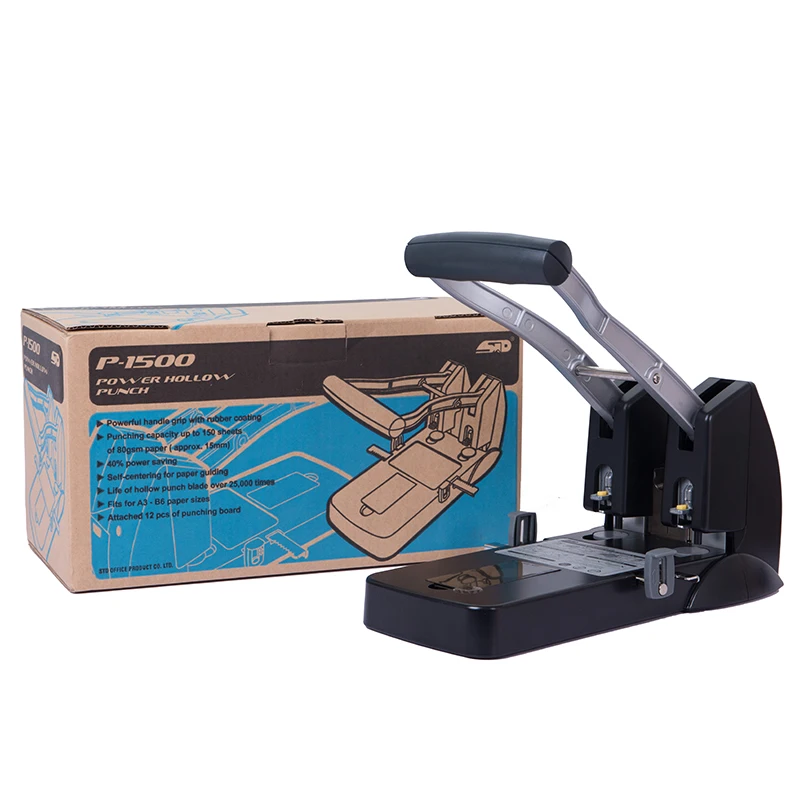 P-1500 Industrial 150 Sheet Capacity Metal Paper Puncher Extra Large 6mm Circle Two 2 Hole Punch Heavy Duty Hole Punch