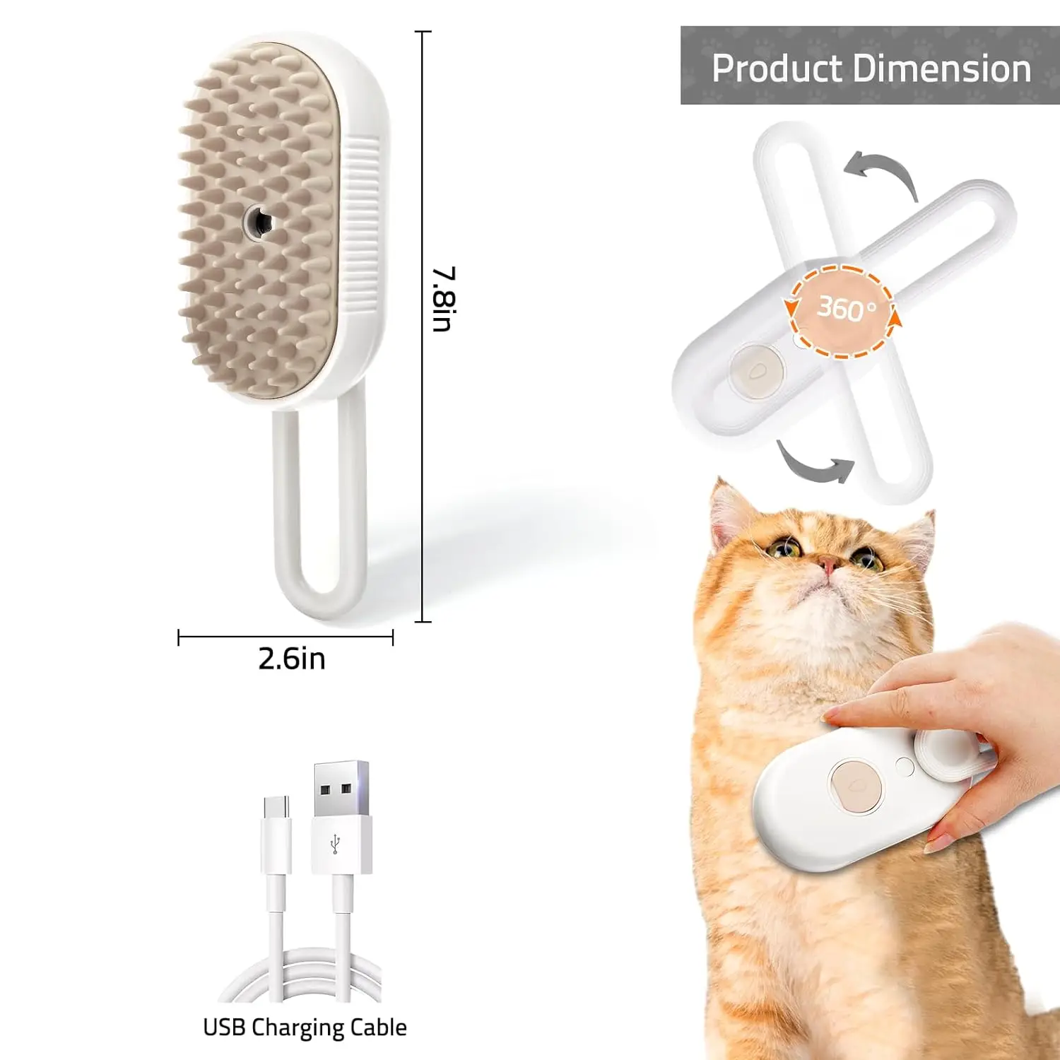Spray Massage Steam Comb One-key Spray Anti-fly Comb Bath Brush Hair Removalsmooth Hair Cat Cake Pet Supplies Cats and Dogs
