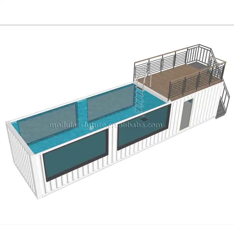 Modern modular cheap stainless steel structure shipping prefab container outdoor swimming pool container house
