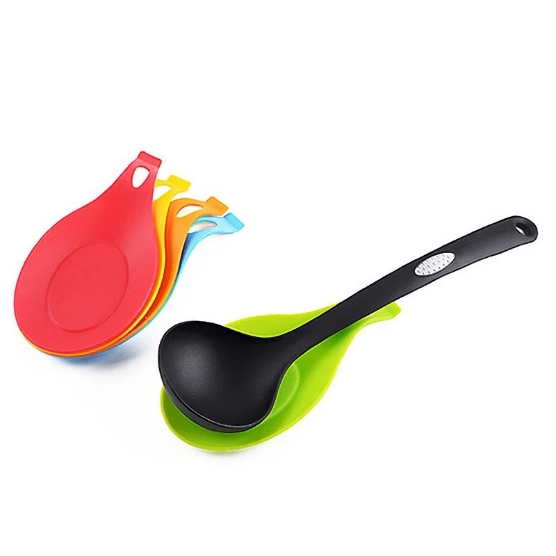 Multipurpose Silicone Spoon Rest Pad Food Grade Silica Gel Spoon Heat Resistant Put Mat Device Kitchen Utensils kitchen dishes