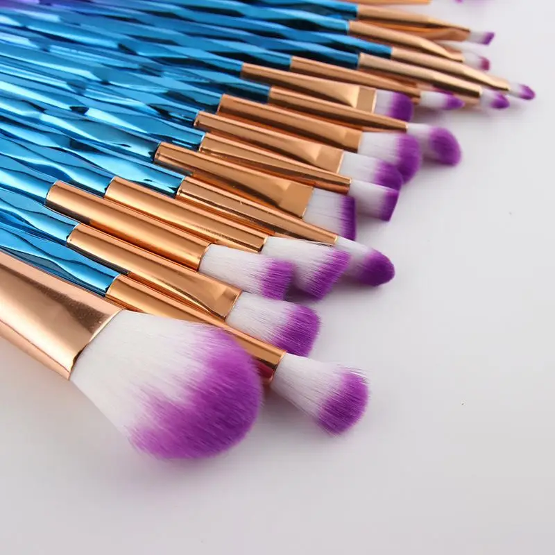 20PCS High Quality Rose Gold Cosmetic Makeup Brushes Professional Make Up Diamond Eyeshadow Brush Set Eyelash Brush Low MOQ