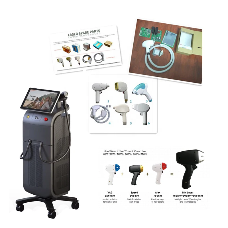 808 Diode laser Spare Parts 808  Hair Removal Machine Spare Parts Assemble  600w 1000w 10 bars 12 bars Control Handle Kits
