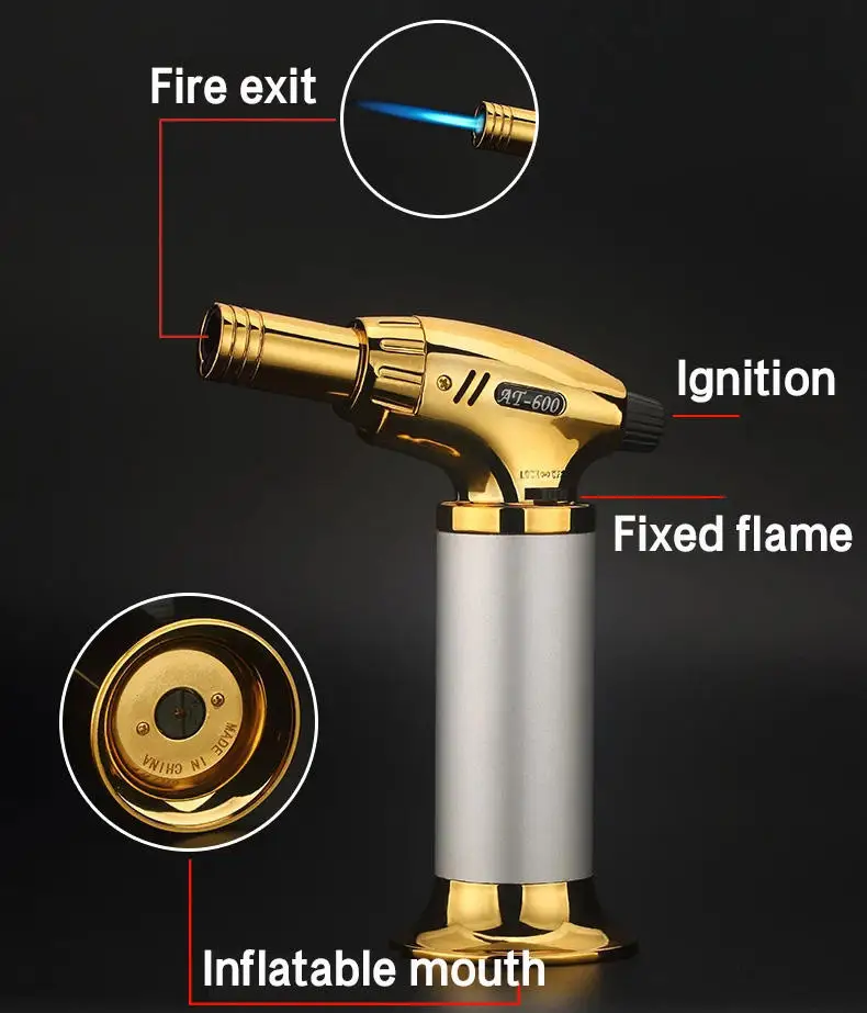 Customization Metal Gun Torch Lighter Jet Flame Refillable Cigar Butane Windproof Gas Torch Lighter