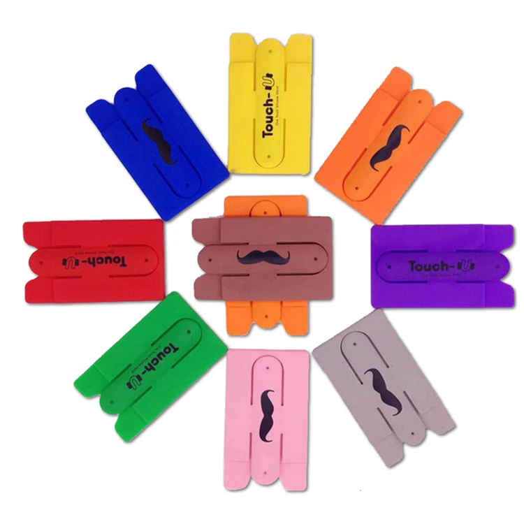 Custom Printed Logo 3M Sticker Silicone Mobile Phone Card Holder Wallet Adhesive Cell Phone Card Holder for Phone Back