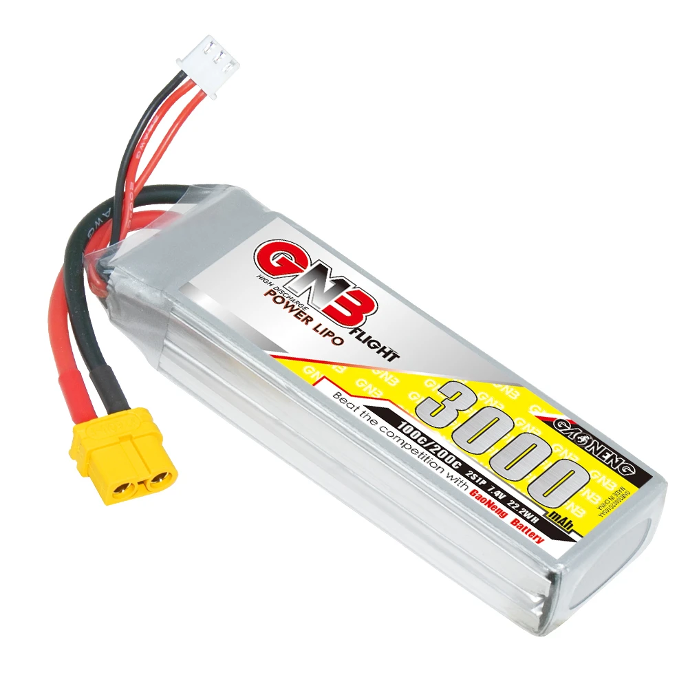 GNB GAONENG 2S 3000mAh 7.4V 100C 200C RC LiPo battery High Discharge Air Wing drones Helicopter XT60 XT90 DEANS