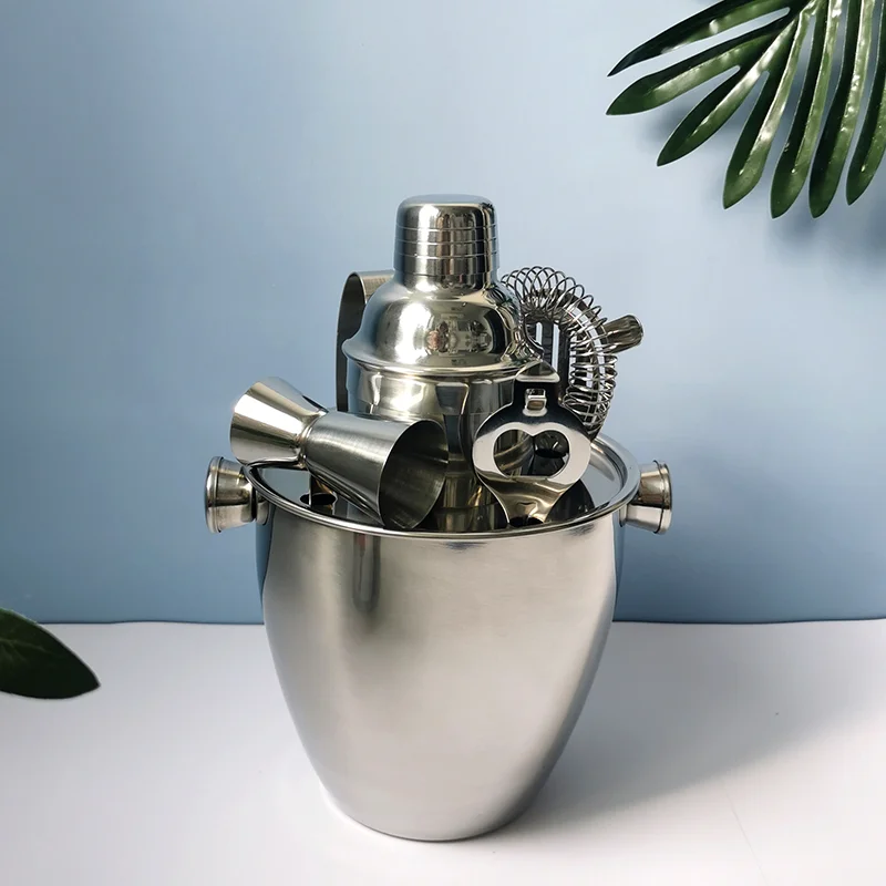 Creation Factory Direct Custom Various capacity Colour Logo 700ml Cocktail Shaker 1500ml Ice Bucket Stainless Steel Bar Products