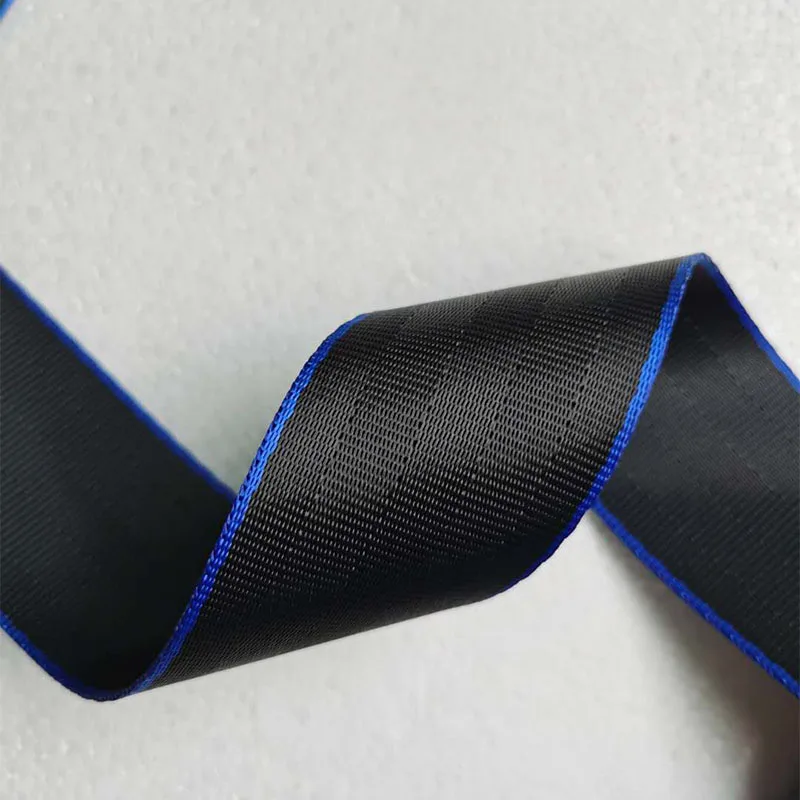 47mm Yellow and black high breaking strength polyester webbing for car safety belt