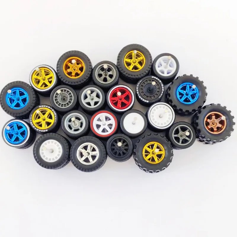 1/64 Alloy Car Wheels 10.8/11.2/14/15mm Rubber Tires Offroad Wheel for 1:64 Mini Toy Car Model Hot Wheel/Matchbox/Domeka/Tomy