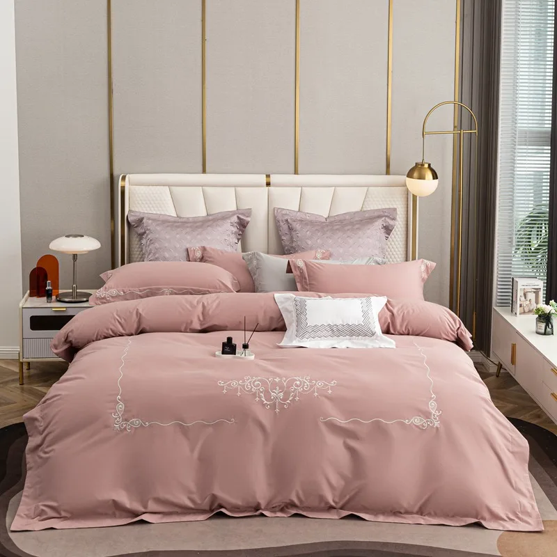 High Quality 4 pieces Queen Size Hotel Home Bed Linen 100Percent Cotton Bedding Comforter Sets Double Size Bedsheets Bedding Set