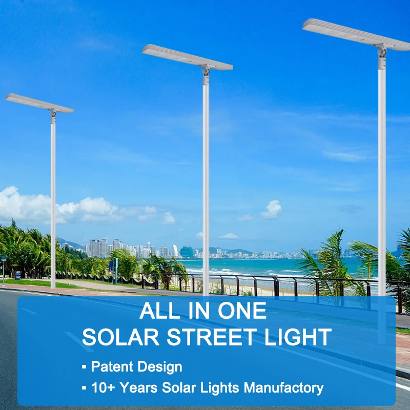 outdoor waterproof high lumen energy saving all in one integrated road smart led solar street light