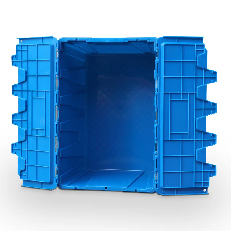 Royaumann Premium Custom Plastic Turnover Storage Boxes & Bins Containers with Hinged Attached Lid for Fruits Vegetables Storage