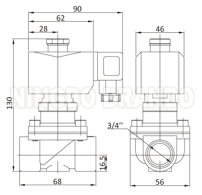2S200-20 3/4' 2 Way NO Stainless Steel Solenoid Valve For Water Air Oil 12V 24V 110V 220V