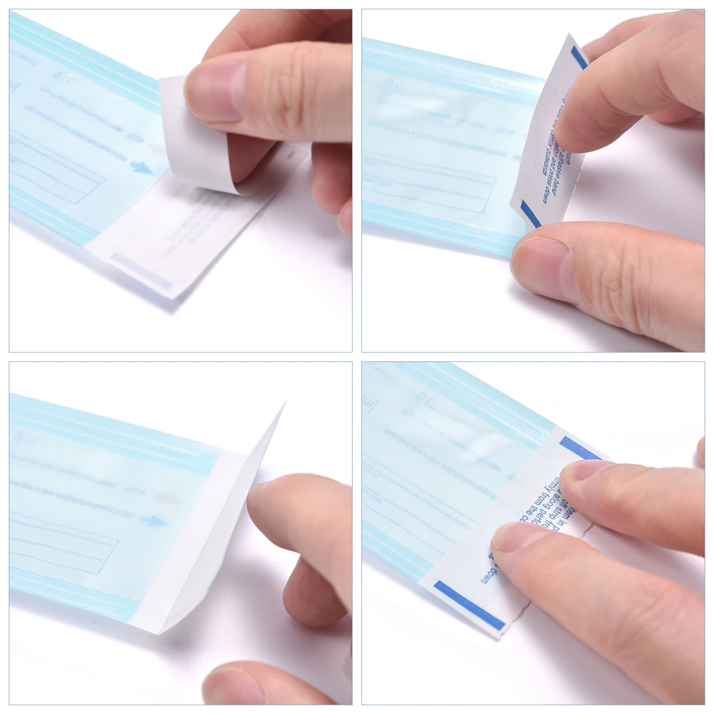 200PCS Self Sealing Sterilization Disposable Pouches Bags Nail Art Clean Tool Packaging Bag for Manicure Care Treatment Tools