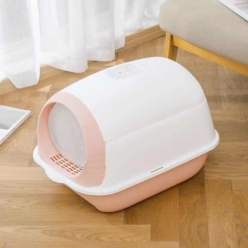 Cat Litter Box Closed Sandbox Pet Bedpan Toilet Anti-splash Cats Tray With Spoon Clean Kitty House Plastic Cat Litter Bedpan