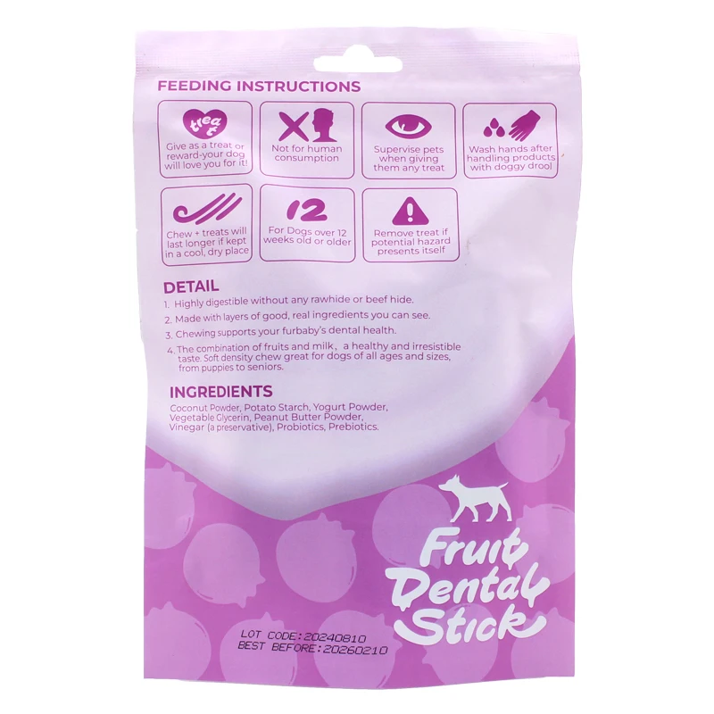 China Factory Dog Bone Treats Pet Snack Fruit Dental Sticks Dental Chews Pet Treats Supplies Dog Food Wholesale