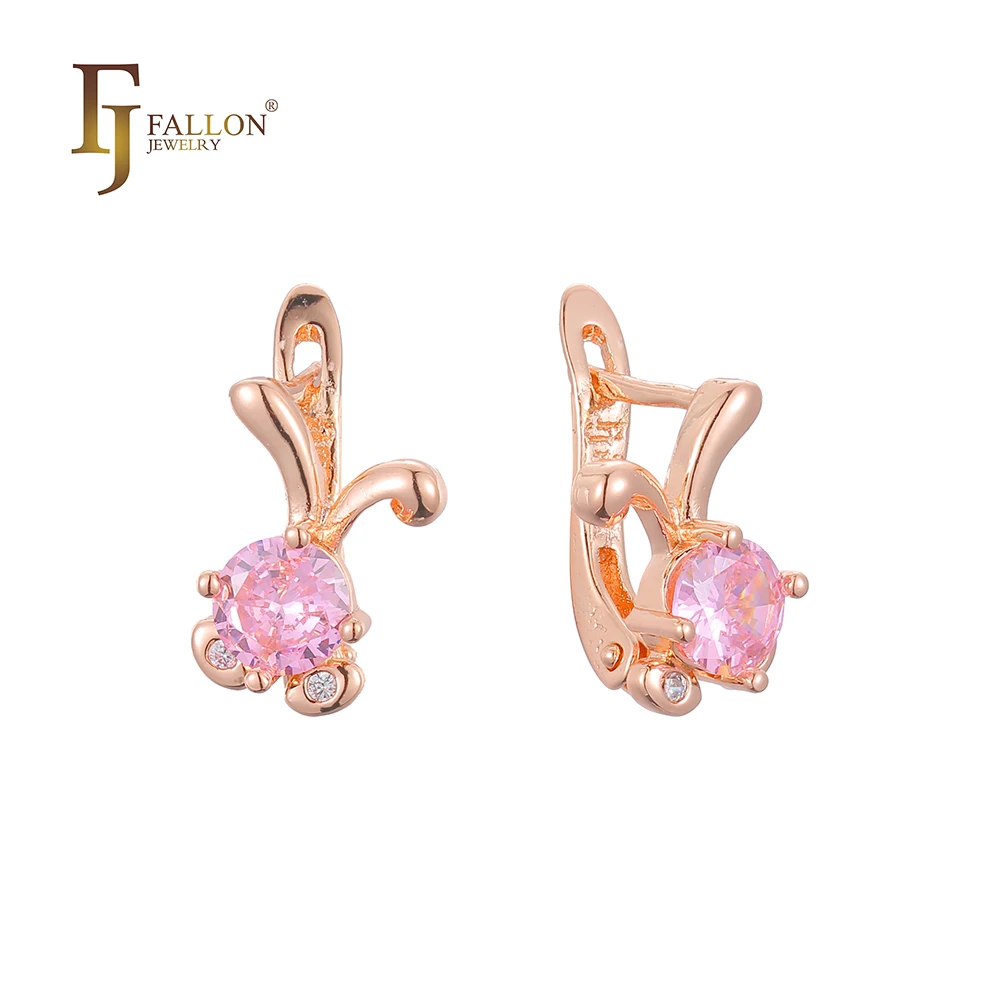 F82203233 FJ Fallon Fashion Jewelry Butterfly Solitaire Earrings Plated in 585 Rose Gold Brass Based