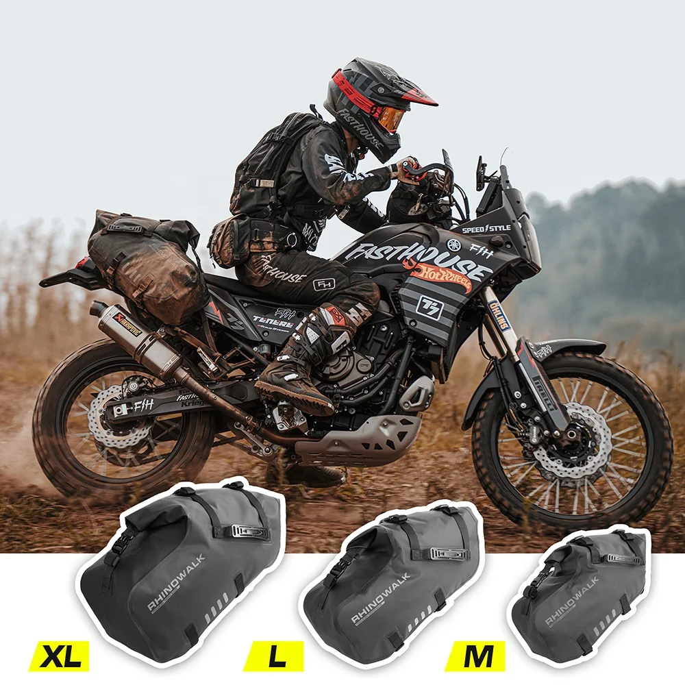 Rhinowalk  Motorcycle Waterproof Saddle Bag 48L Bike Tail Seat Luggage for Off/On Road ADV Long Distance Touring