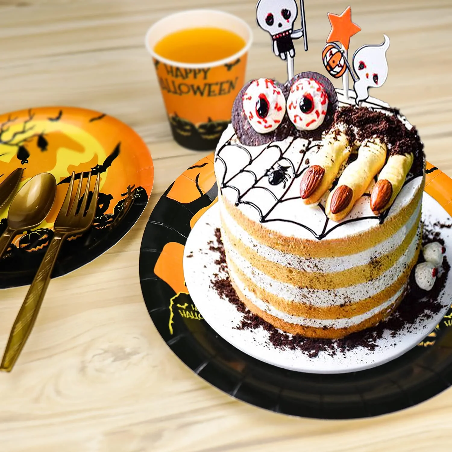 Custom Halloween holiday party set paper cup paper plate disposable tableware set