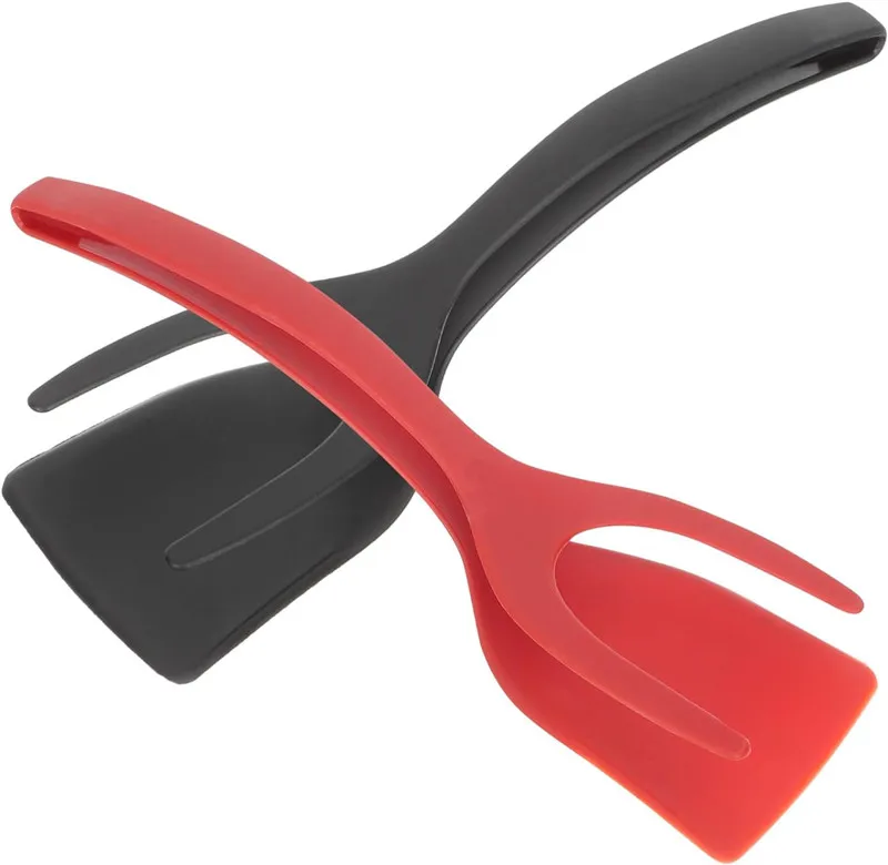 Sustainable Multifunction 2 in 1 Grip Flip Silicone Spatula Kitchen Cooking Tool for Pancake Bread Egg Flipper Barbecue Tongs