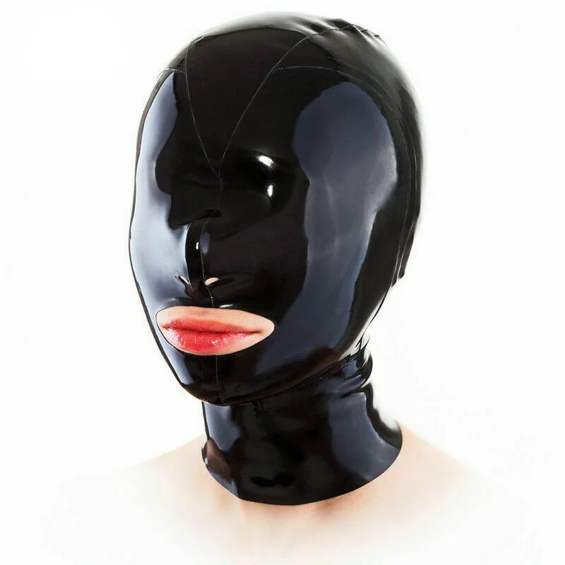 Adult Latex Masks Full Cover Headgear Balaclava Breathing Hole Face Mask for Women Men Couple Game Clubwear Rubber Hoods Mask