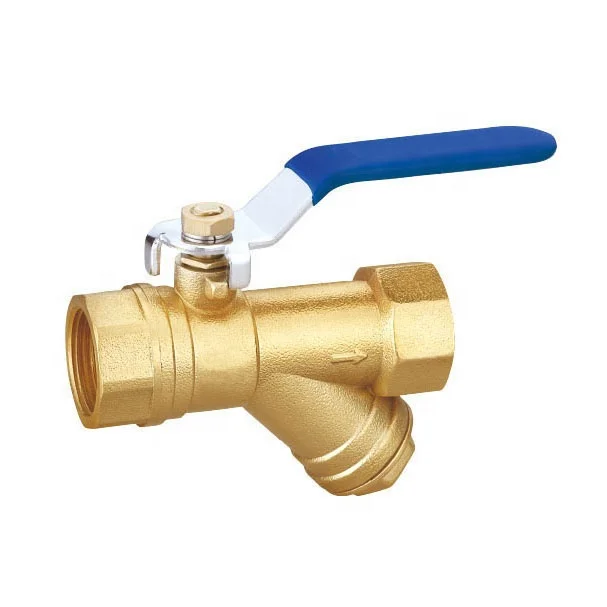 Латунный шаровой клапан фильтра, Y-образная лента, тройной шаровой клапан