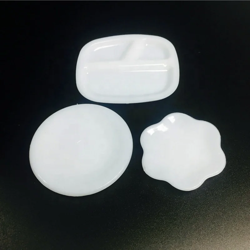 Miniature Plastic Tableware Pure White Bowls and Saucer Set for Dollhouse