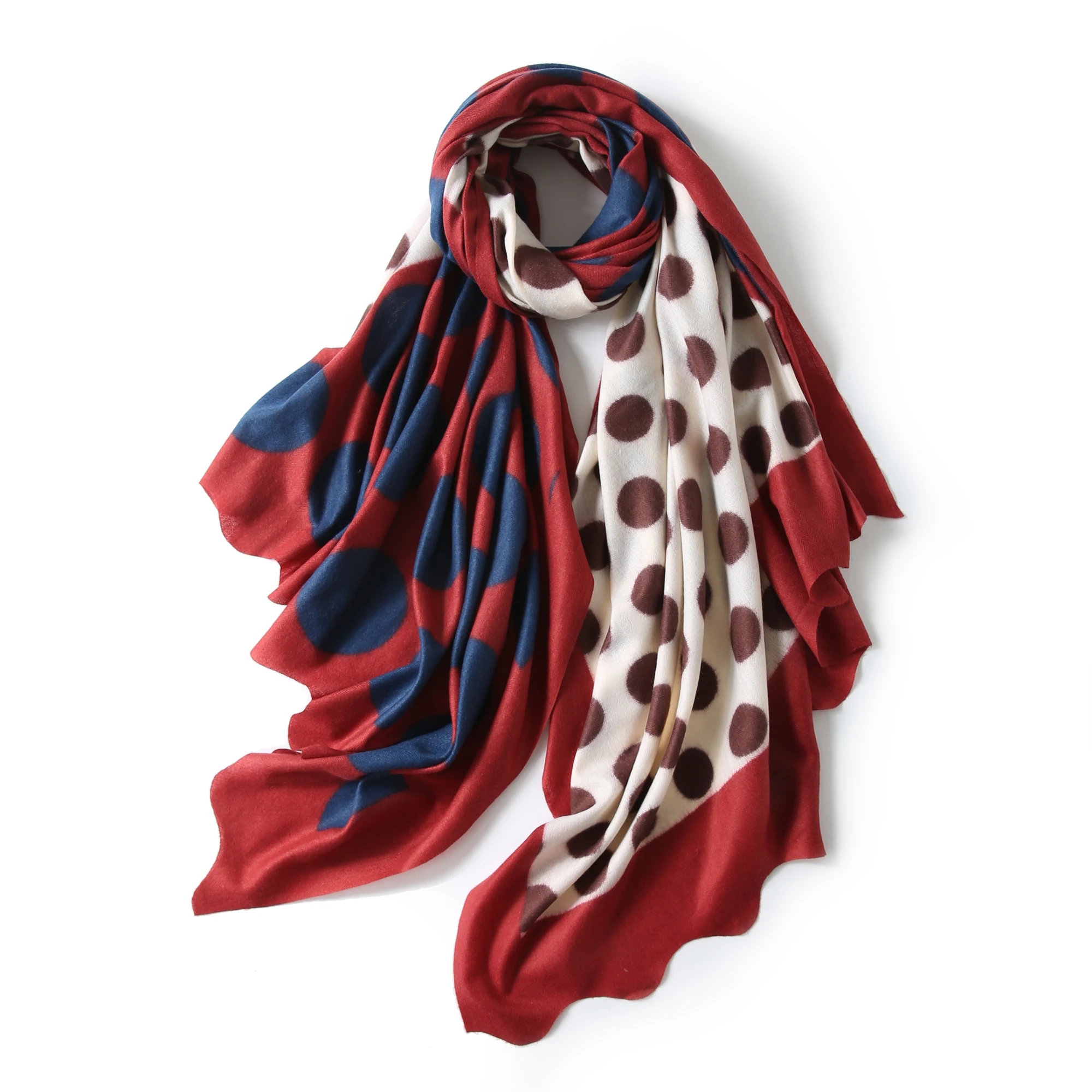 Wholesale Polka Dot Printed Scarves Warm Soft Long Scarf Women Cashmere Shawl