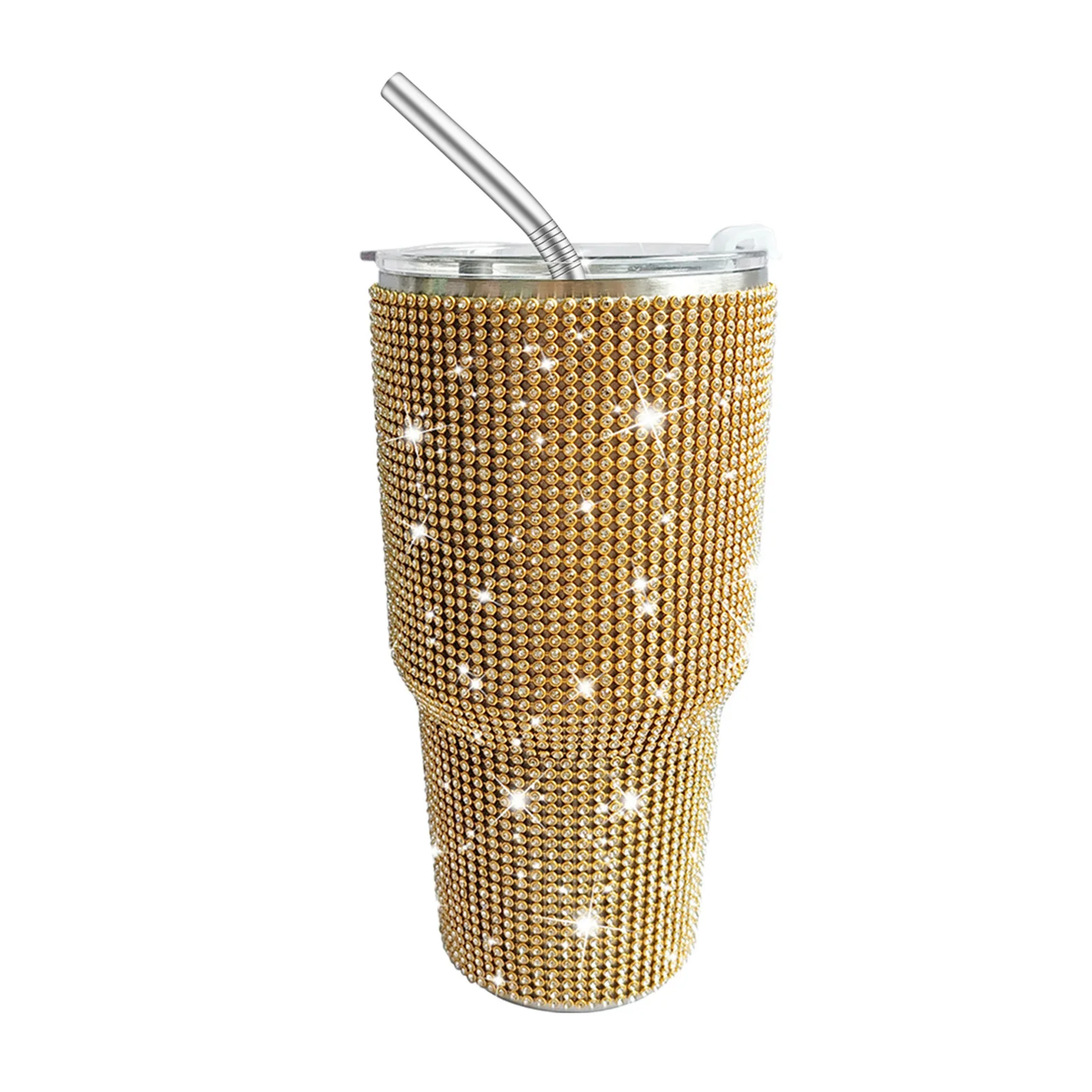 30oz 40oz Diamond Studded Car Cup Outdoor Barbie Bling Tumbler Stainless Steel Vacuum Insulated Mug Cup with Rhinestone