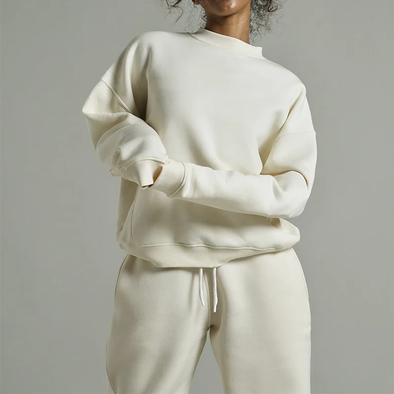 L230598 Factory Custom Blank Hoodie Sweatpants Cotton Sweatsuit Jogger Streetwear Stacked Women Sweatsuit Set Tracksuit