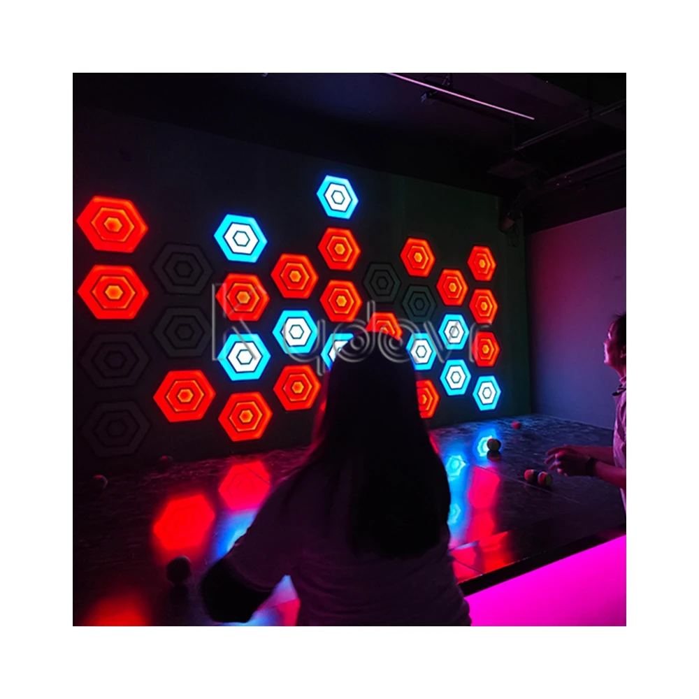 Indoor game room team building interactive led wall pixel grid light active arena shooting game toys ball shoot activate