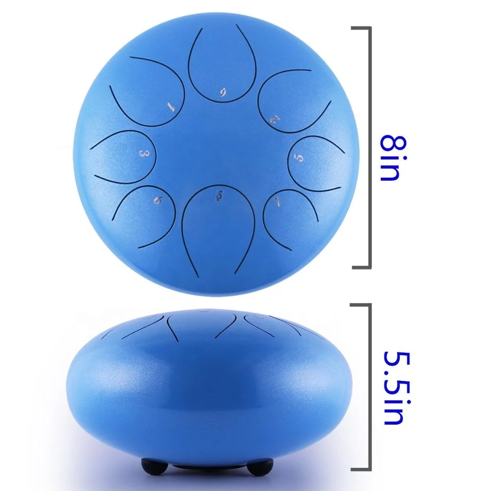 
8 Inch Steel Tongue Drum 8 Notes Black w/Travel Bag and Mallets,Tank Drum Chakra Drum,Percussion Hangpan Drum Instrument Light 