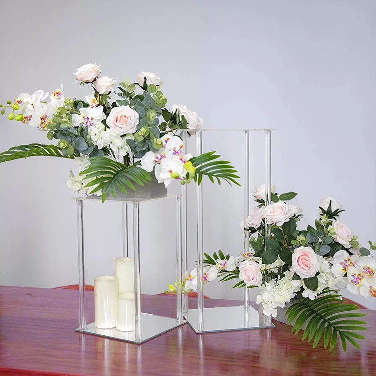 Wedding Centerpieces Acrylic Vases square Geometric Tall Flower Stand for Party Table Decorations