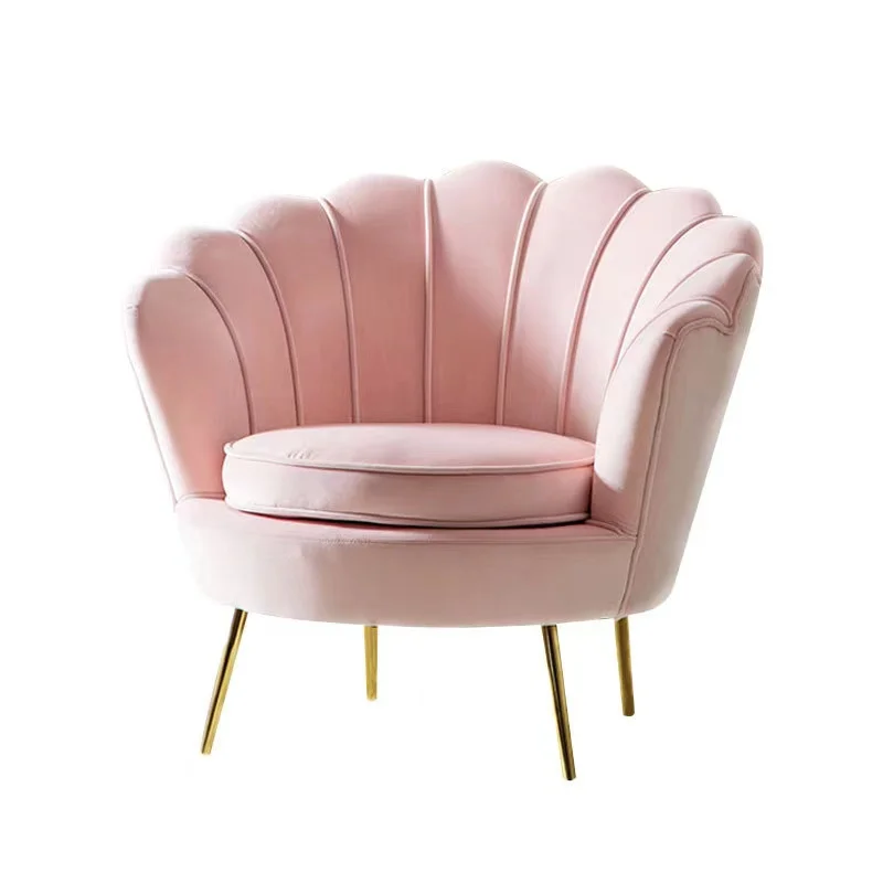 Velvet Leisure Chair for Living Room Dining Outdoor Bedroom Use Comfortable with Gold Iron Legs Flower Shaped Design for Hotels