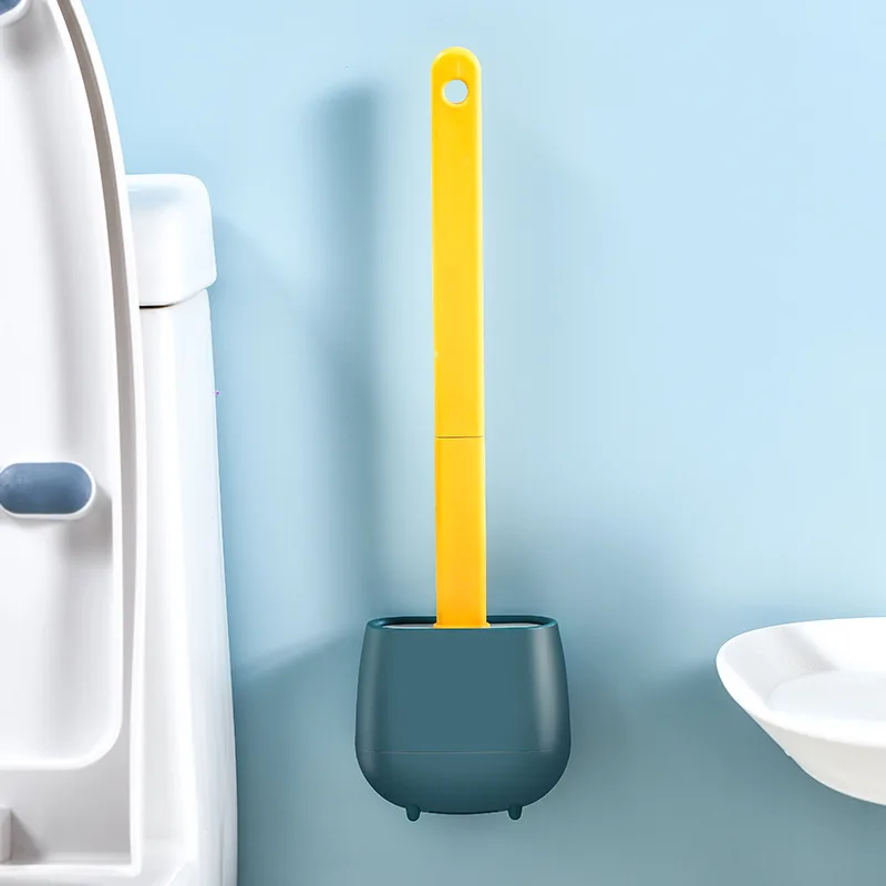 Wall hanging plastic non dead corner toilet brush Long handle cleaning brush Household simple toilet brush set