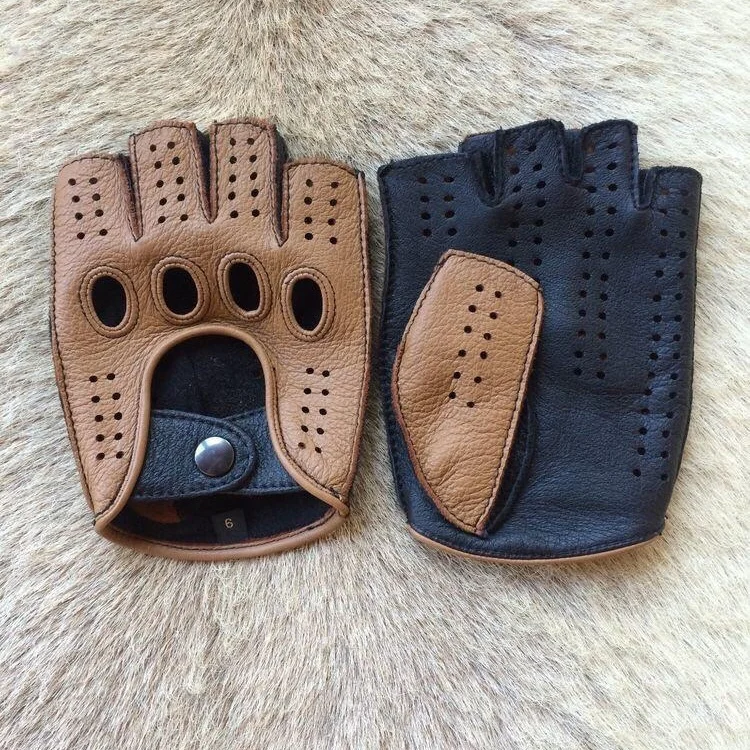 
Wholesale Half finger cowhide Leather Custom driving leather excellenso new fashion 2020 mens special glovee 