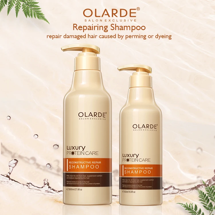 OLARDE organic shampoo private label keratin protein repairing oil control multi-functional hair care salon shampoo