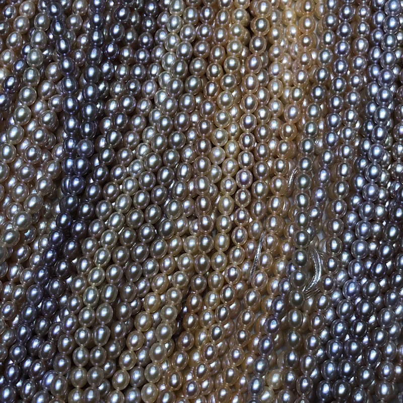 wholesale AAA rice pearl string, high luster, blemish free surface,full sizes and full colors rice pearl strand available
