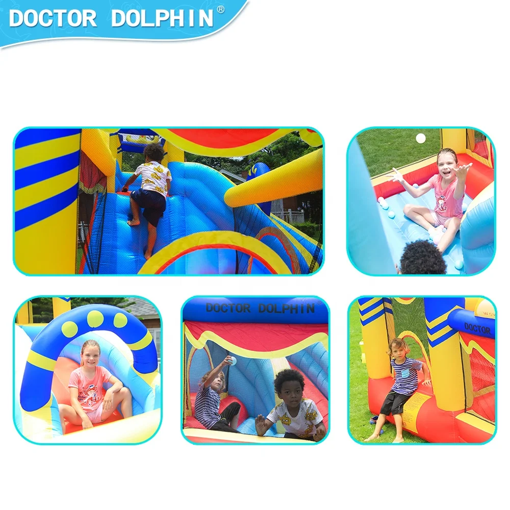 Doctor Dolphin New Fashion Crown Jumping Bed Bouncy Castle With Slide Jump Pool  For  Children Bounce House