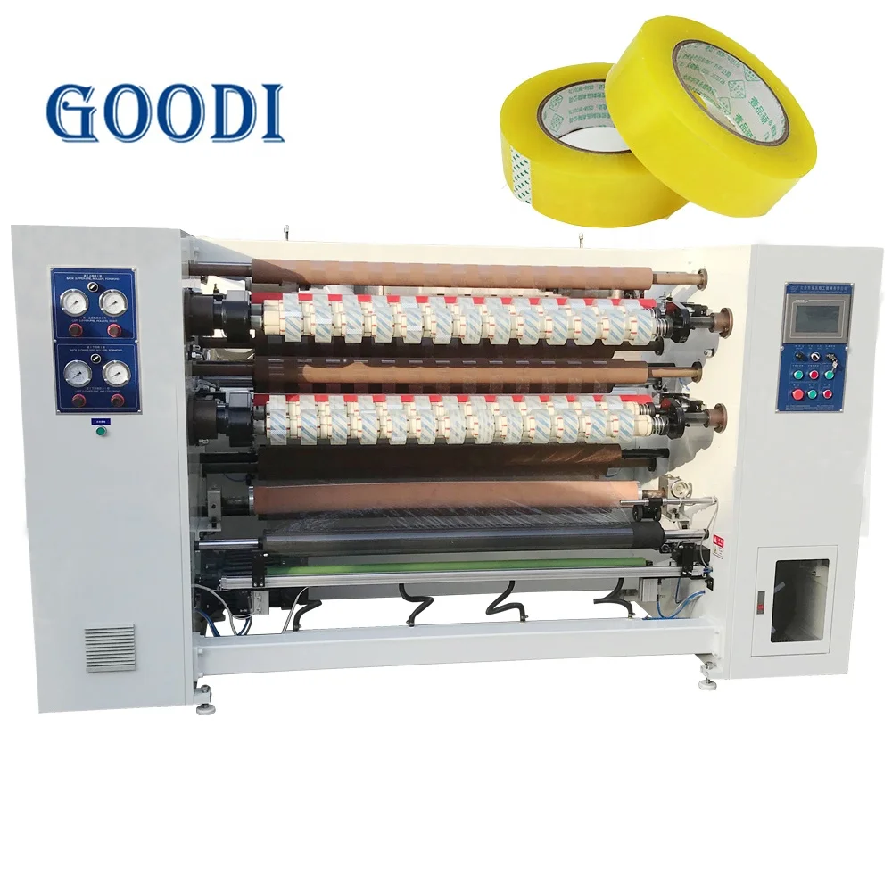 semi-automatic super clear adhesive jumbo roll slitting cutting tape machine
