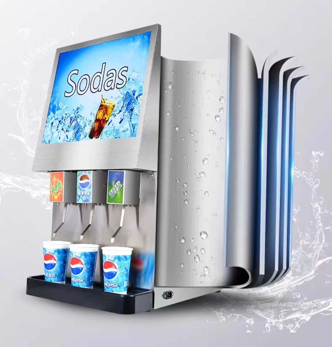 Soda soda machine Cola machine three kinds of beverage large capacity best price Black baking paint