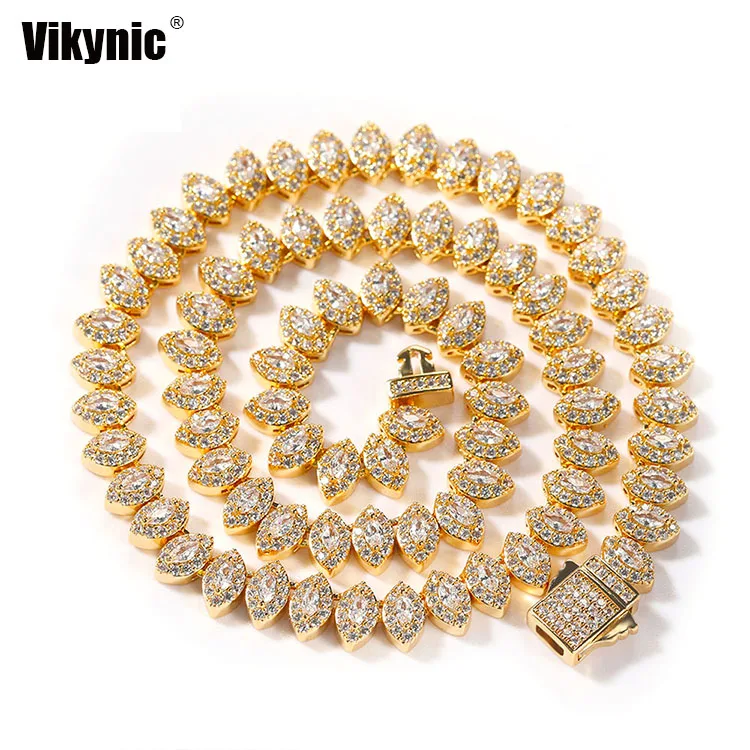 2021 New  Hip Hop CZ Iced Out Copper Inlaid Zircon Horse Eye Necklace full diamond Cuban Link Chain