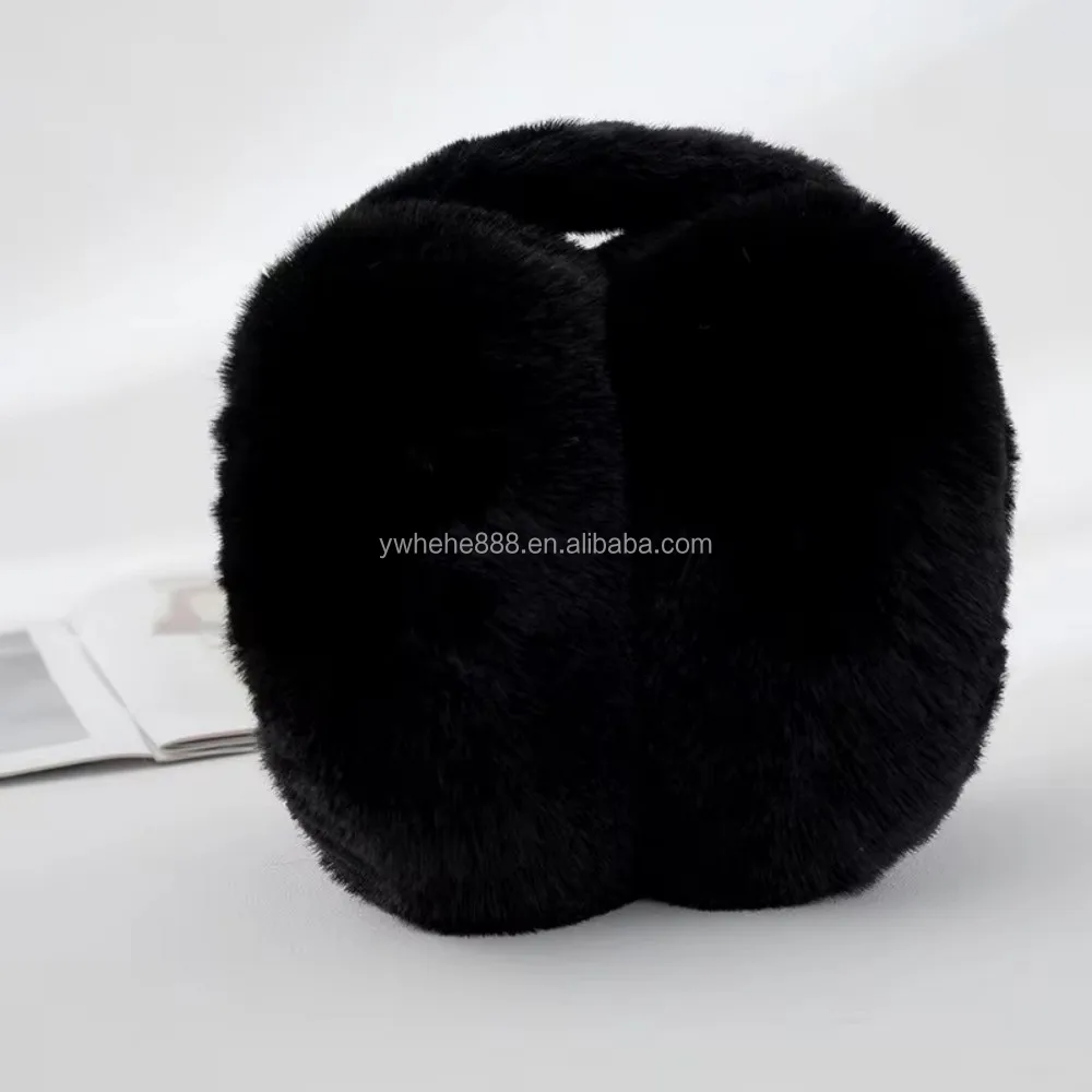 Factory Custom Women Winter Adjust Faux Rabbit Fur Earmuffs Elegant Ladies Warmers Wool Comfort Plush Ear Muff