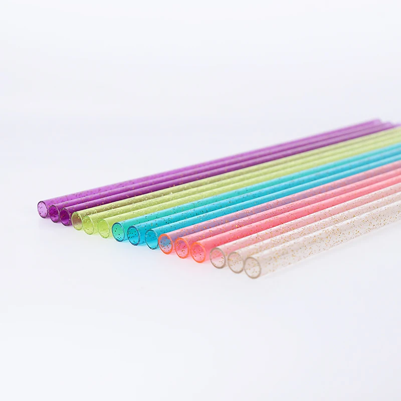 Экологичные блестящие соломинки, многоразовые пластиковые соломинки для питья с ПЭТГ, без БФА
