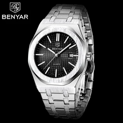 Benyar 5156 ultra slim watches for men OEM custom logo cheap hot sale ultra thin metal strap wrist watch for men